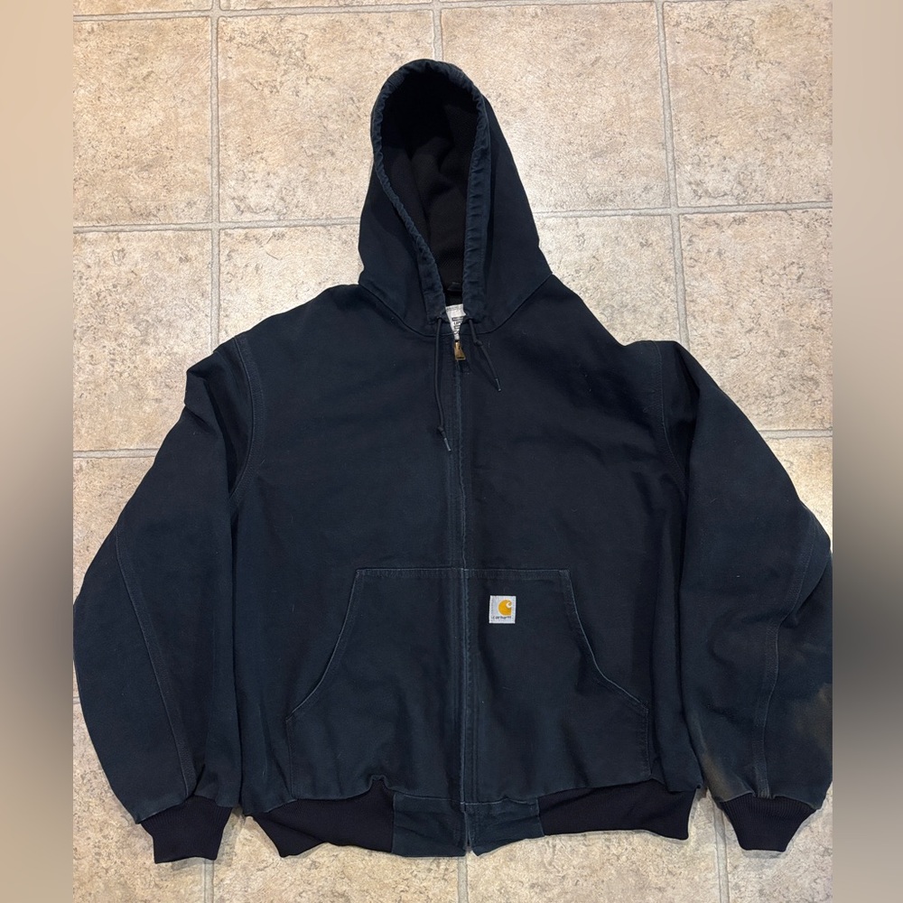 Carhartt Men’s XL Black Winter Work Coat Hoodie Model J131 BLK Faded